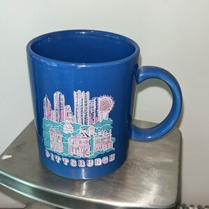 Lilac periwinkle blue Pittsburgh PA city scene houses coffee mug cup collector